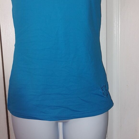 Equilibrium Activewear turquois tank strappy peek hole back Sz M - Picture 2 of 6